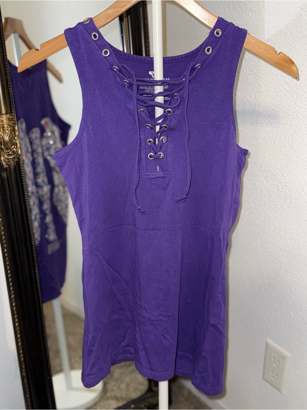 Vance Biker Wear Women’s Purple Lace-Up Rhinestone deadwood, SD Top M
